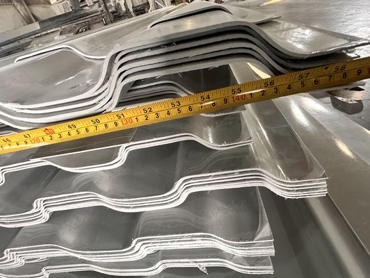 FRP 1490 Glass Fiber Wavy Plate (Sample Color: 7047), designed for cooling tower applications. Measuring 1490 mm in width (unexpanded) with customizable length